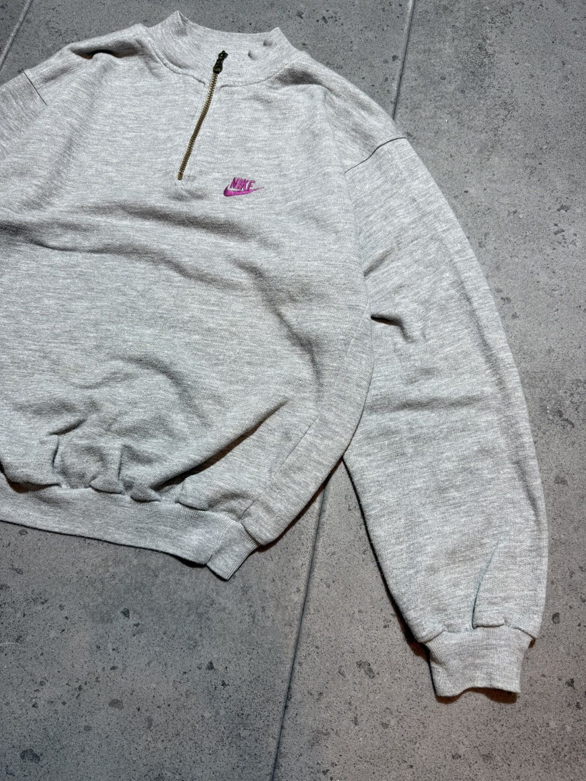 Nike Vintage 80s Nike 1/4 zip grey basic sweatshirt swoosh logo Size US S / EU 44-46 / 1 - 3 Thumbnail