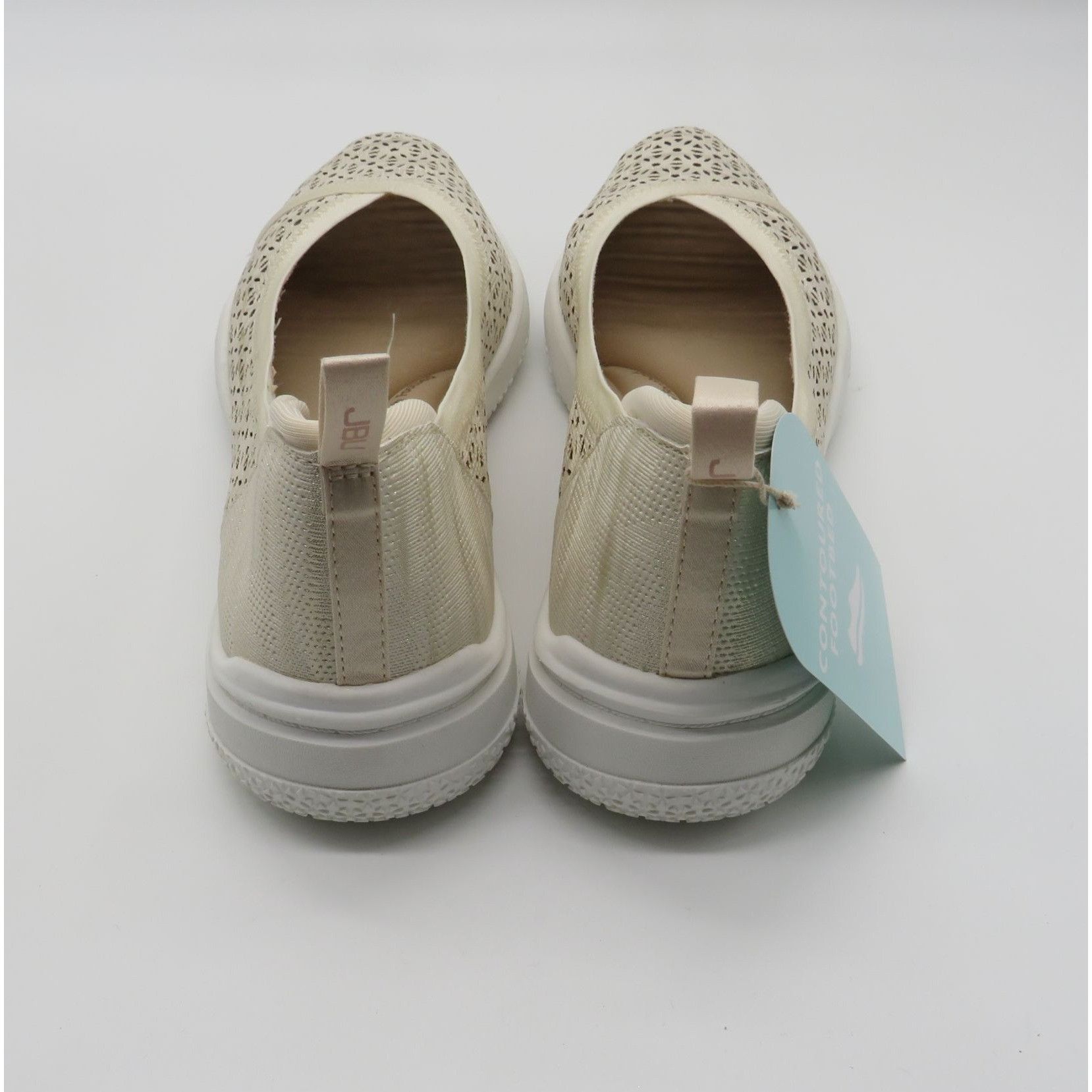 Other JBU Women's Cream Shimmer Laser-Cut Slip-On Flats Size 10 NE Size US 10 / IT 40 - 4 Thumbnail