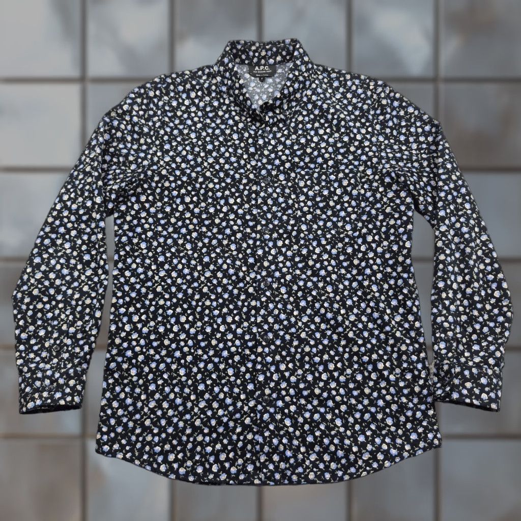 A.P.C. VINTAGE A.P.C. Button Up Shirt Mens Small Black Corduroy Floral Long Sleeve Casual Size US S / EU 44-46 / 1 - 1 Thumbnail