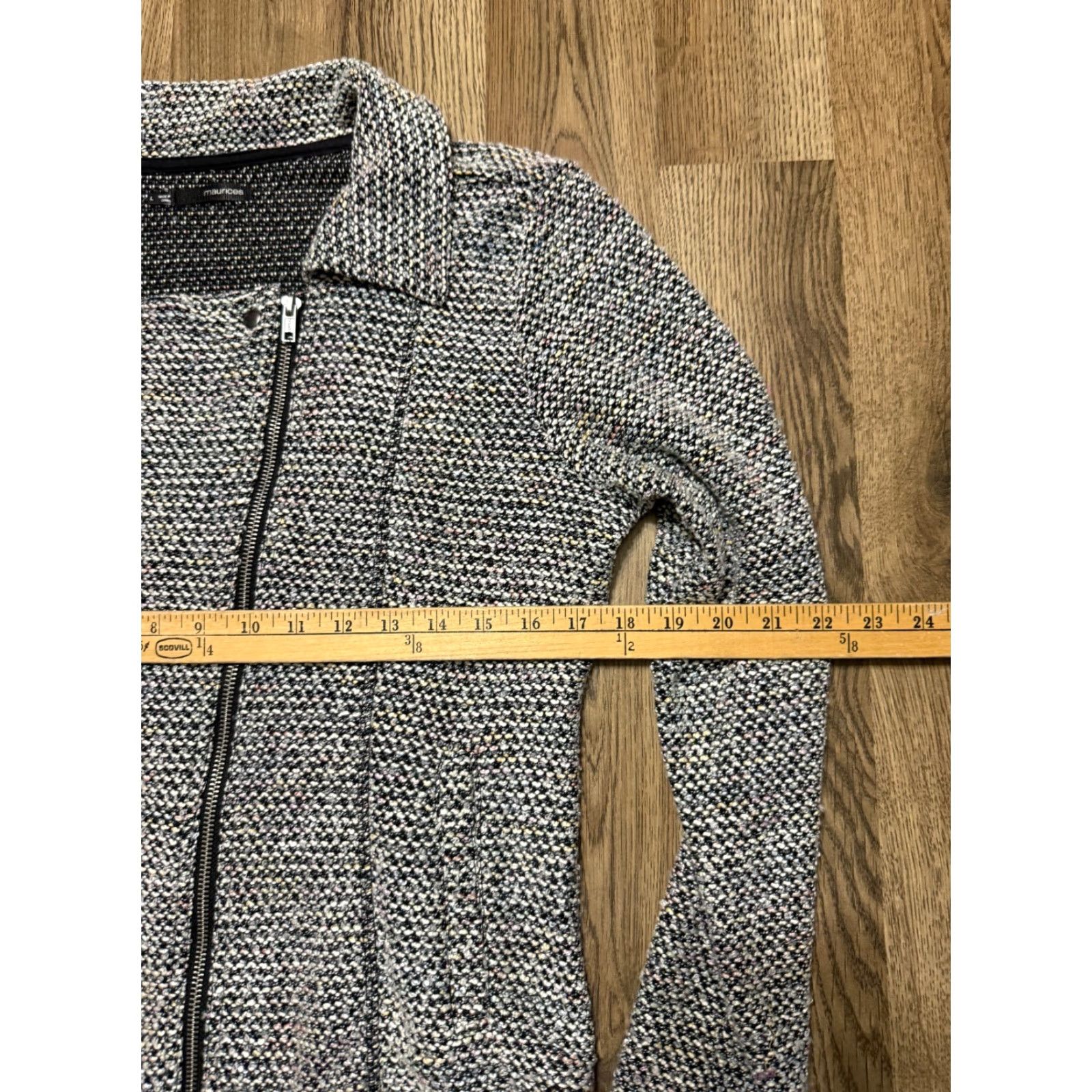 Vintage Maurices Jacket Women's Large Gray Full Zip Tweed Long Sleeve Casual Regular Size L / US 10 / IT 46 - 6 Thumbnail