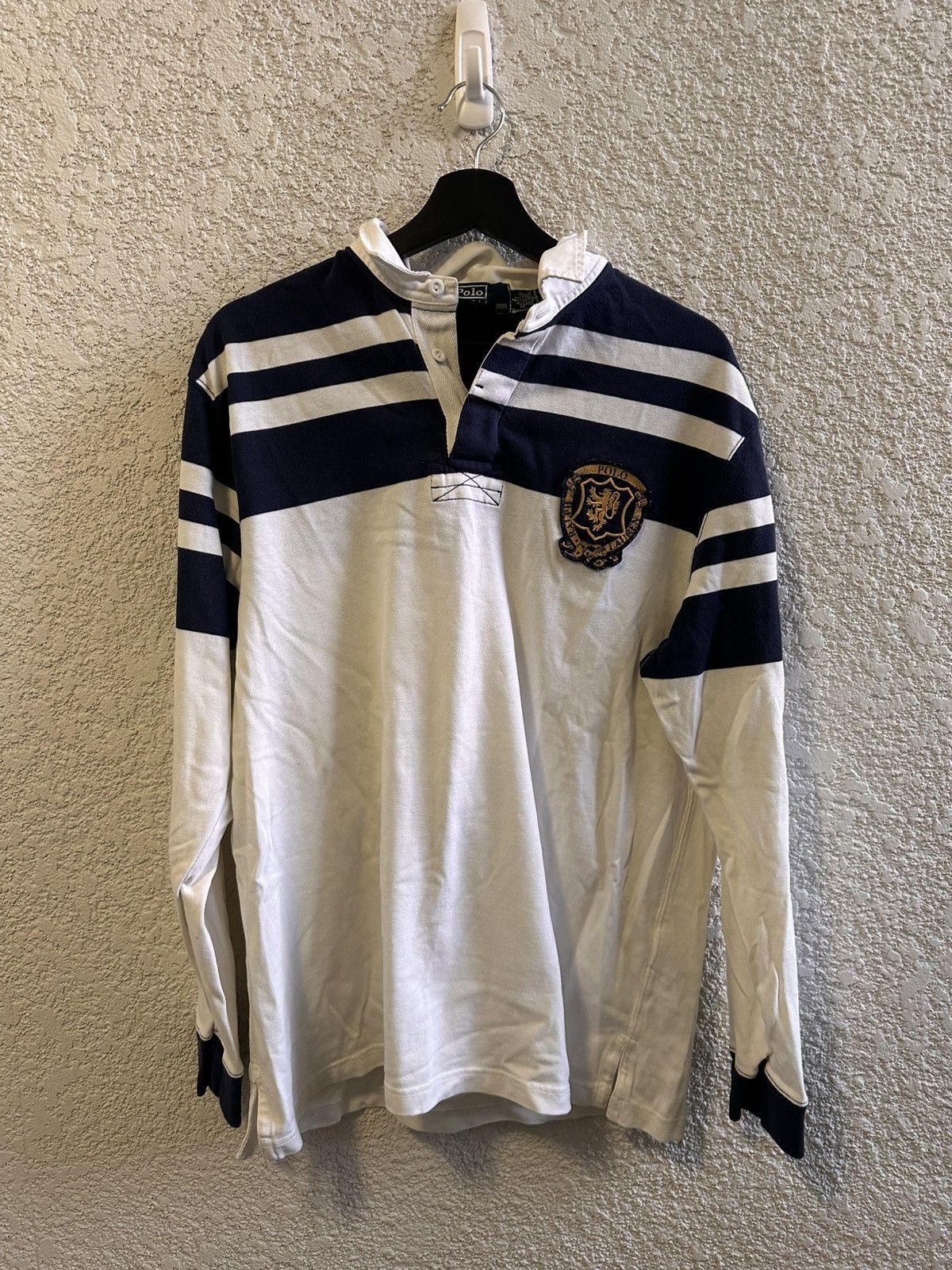 Polo Ralph Lauren Polo Ralph Lauren Rugby Shirt Blue White Embroidered Crest Size US L / EU 52-54 / 3 - 1 Thumbnail