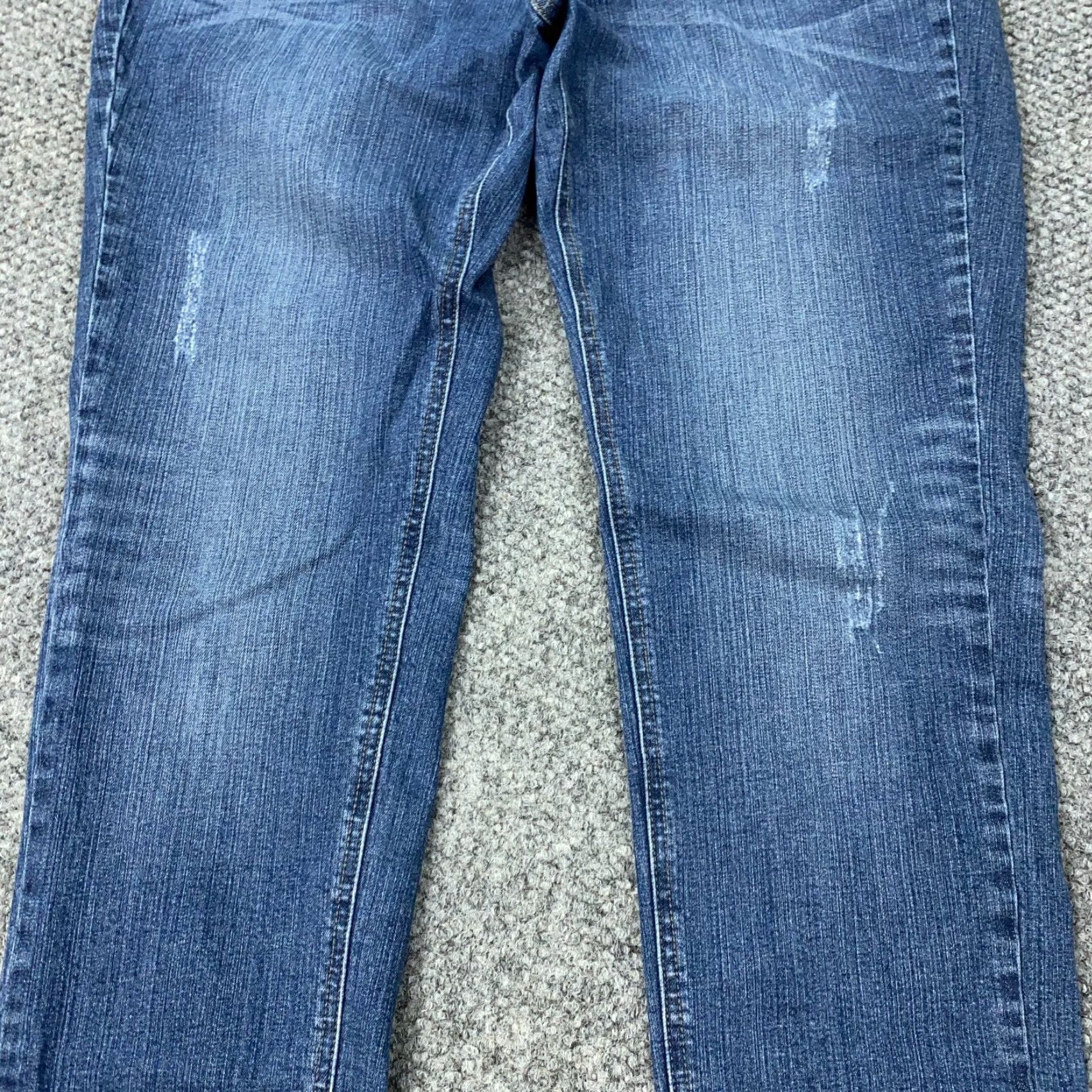 White House Black Market White House Black Market Blanc Womens Jeans Size 10 Blue Low Rise Distressed Size 34" / US 12 / IT 48 - 3 Thumbnail