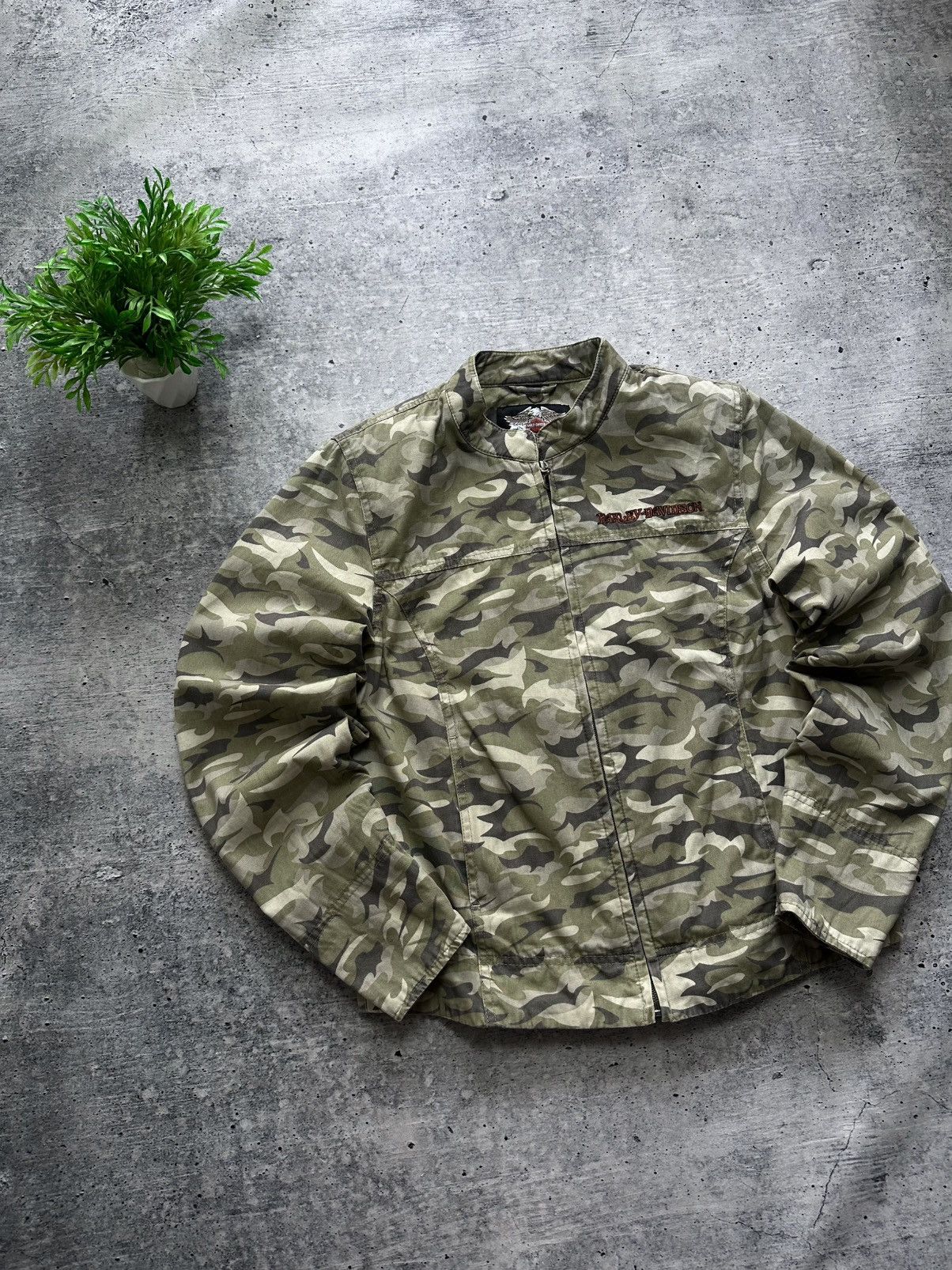 Harley Davidson Vintage Harley Davidson Motorcycle Camo Moto Y2K Jacket! Size M / US 6-8 / IT 42-44 - 4 Thumbnail