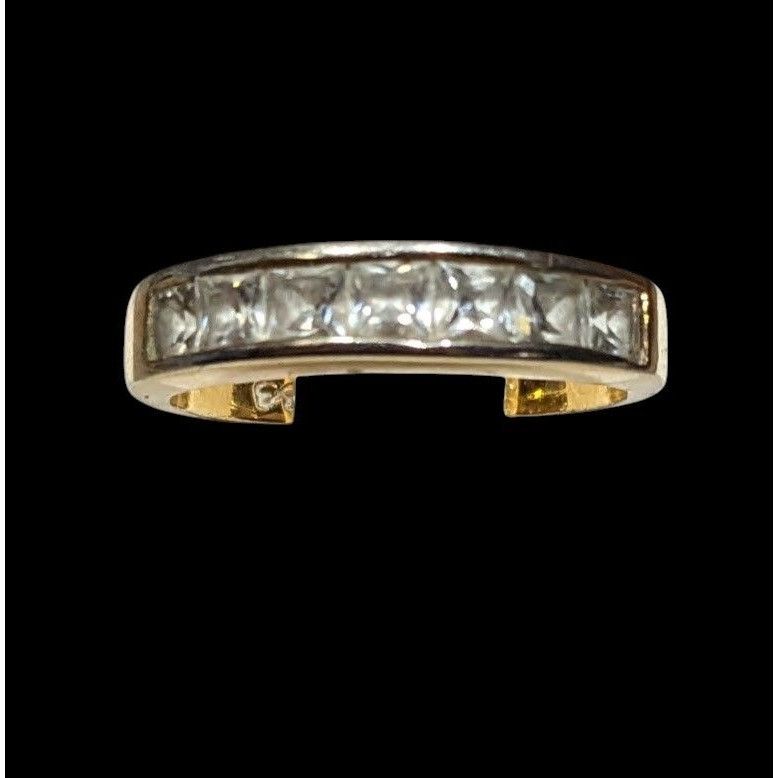 Other Elegant Signed Gold Tone Ring With Clear Gems Size ONE SIZE - 2 Thumbnail