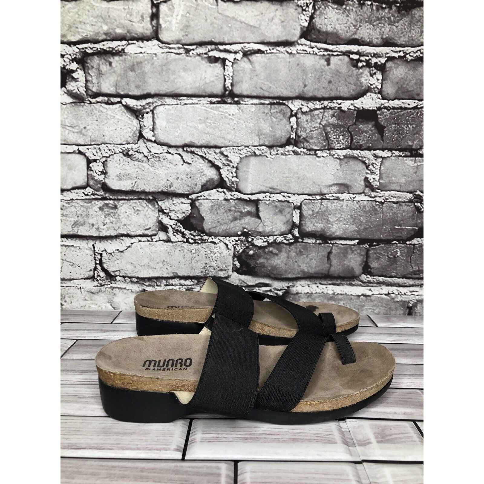 Other Munro American Black Textile Toe Slides Cork Wedge Sandals W Size US 6 / IT 36 - 16 Thumbnail