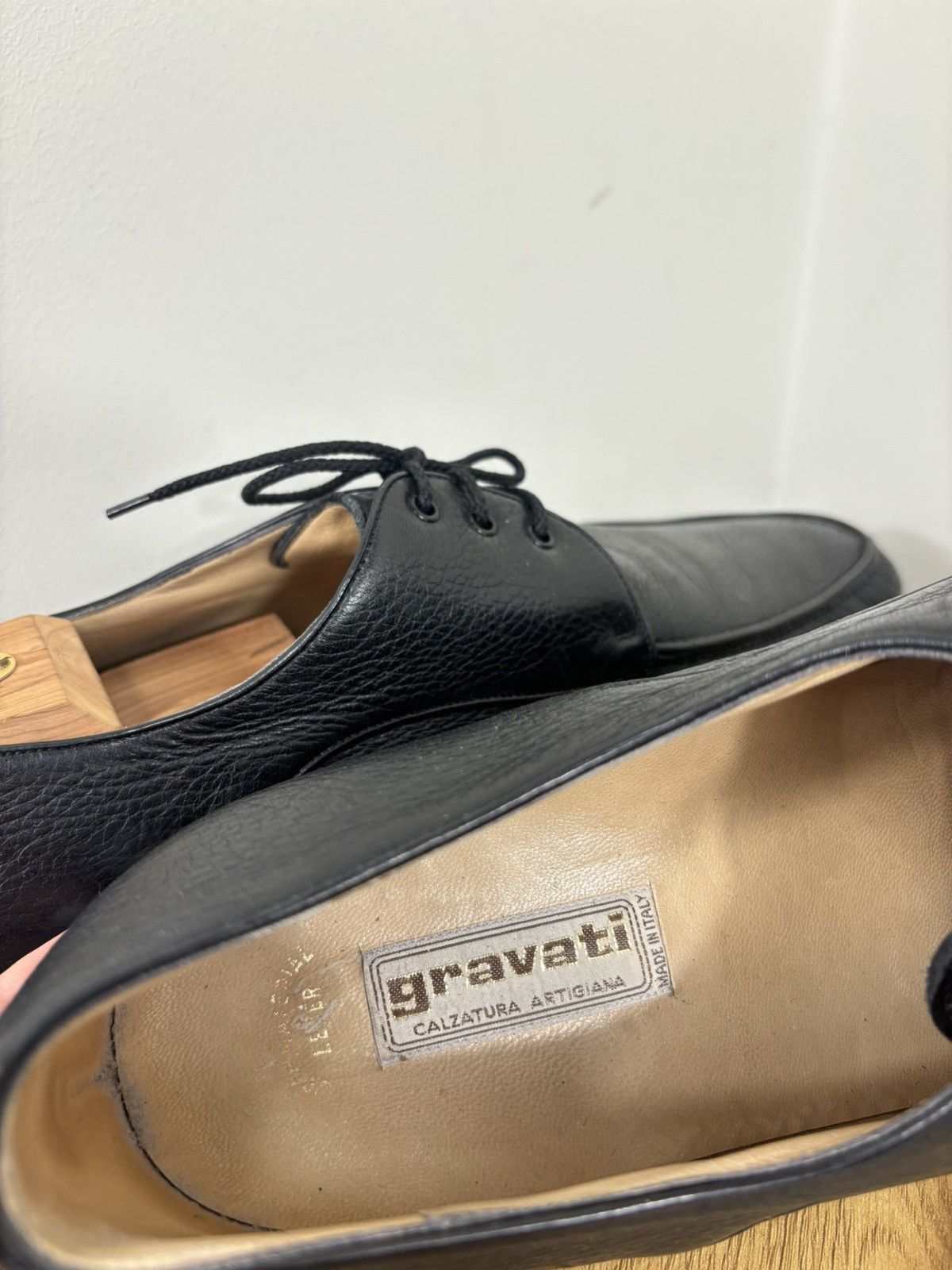 Gravati Gravati Vintage Black Leather Split-Toe Lace-Up Dress Shoes Size US 11.5 / EU 44-45 - 20 Thumbnail