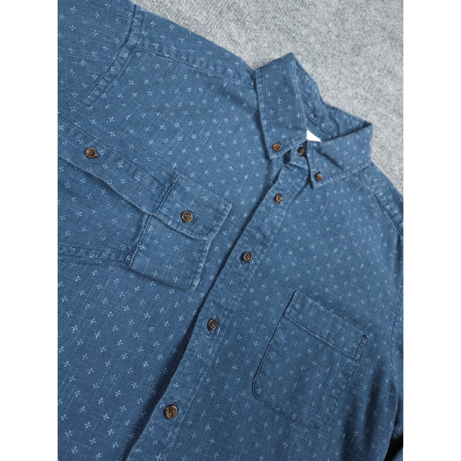 Taylor Stitch Taylor Stitch Flannel Shirt Men's 42 Blue Geometric AOP Button Up Mid-Weight Size US XL / EU 56 / 4 - 2 Thumbnail