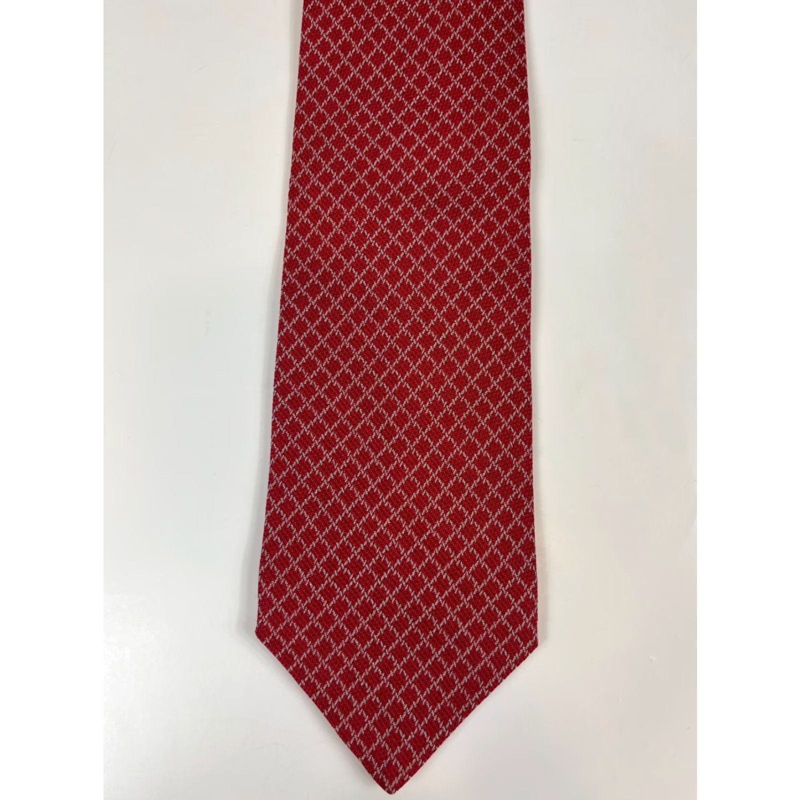 Emporio Armani VINTAGE Emporio Armani Tie Men’s Tie Silk Wool Blend Made in Italy Red 57.5" Wide 3 7/8" Geometric Designer Vintage Italy Silk Wool Blend Handmade Size ONE SIZE - 4 Thumbnail