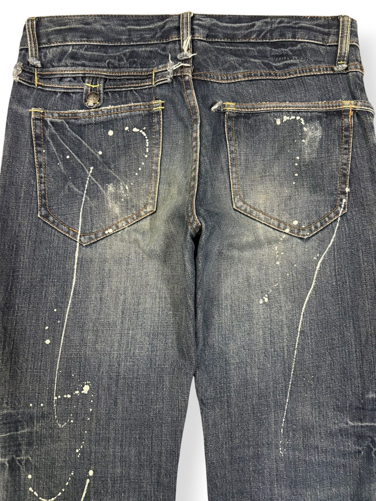 14th Addiction Vintage Steer Blue Whiskers Paint Splatter Distressed Jeans Size US 32 / EU 48 - 9 Thumbnail