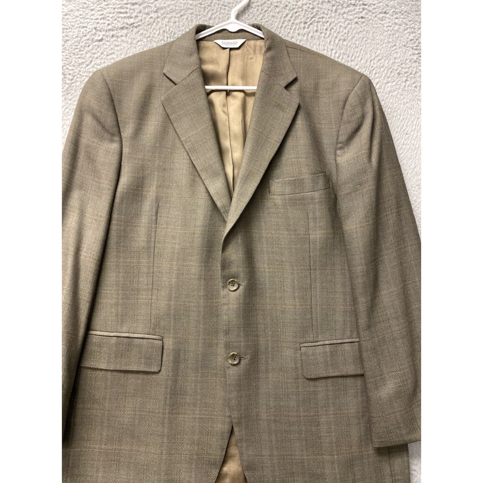 Joseph Joseph & Feiss Blazer Sport Coat Mens 42 R Brown Plaid Wool Tweed / 71-52 Size 42R - 2 Thumbnail