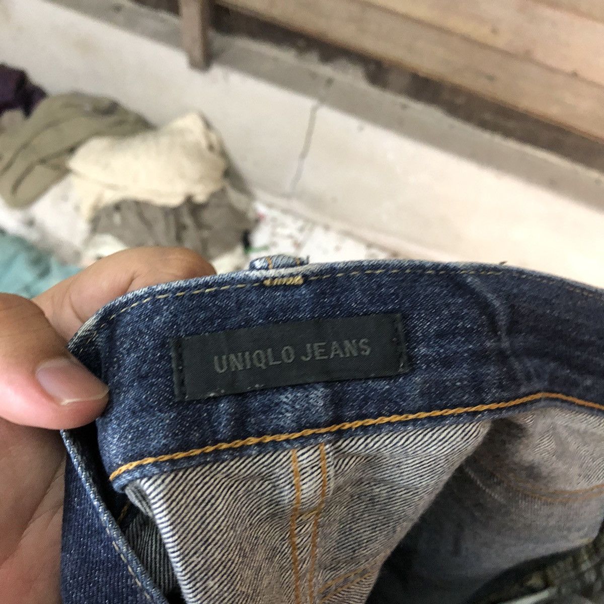 Japanese Brand Uniqlo Jeans Blue Distressed Denim Pants #7324 Size US 35 - 20 Thumbnail