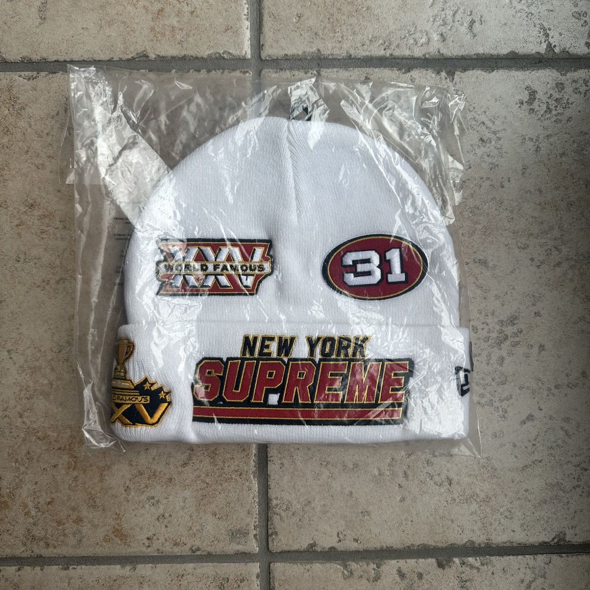 Supreme New Era Football Beanie White