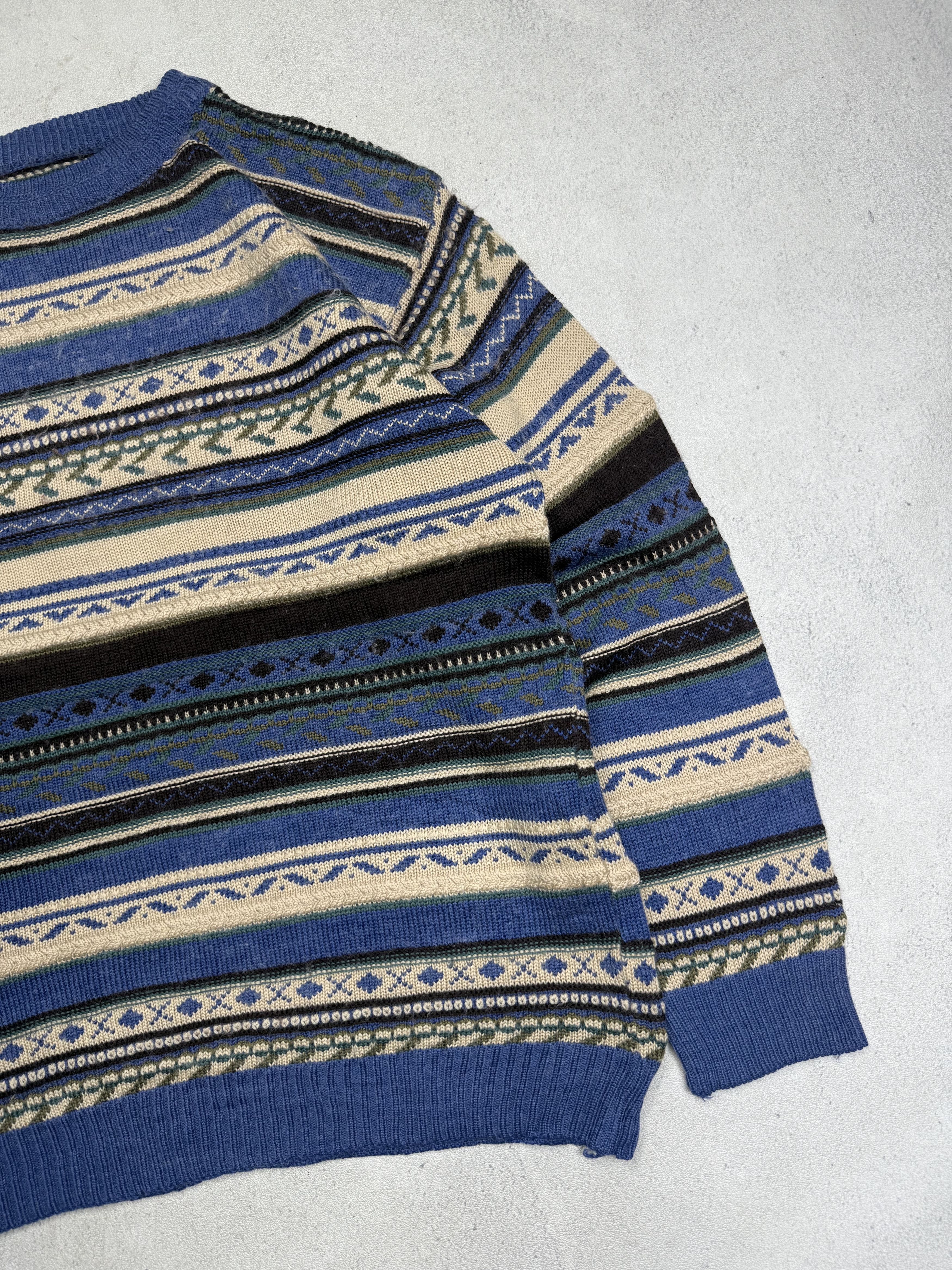 Vintage Vintage Classic Nordic Fair Isle Knit Sweater Stripe Size US M / EU 48-50 / 2 - 2 Thumbnail