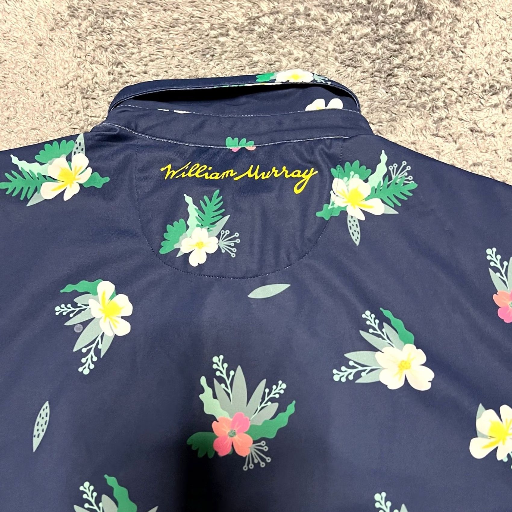 Vintage William Murray Polo Shirt Men Large Blue Performance Golf Floral All Over Print Polo Shirt (L) Mens Blue Performance Floral All Over Print Size US L / EU 52-54 / 3 - 4 Thumbnail