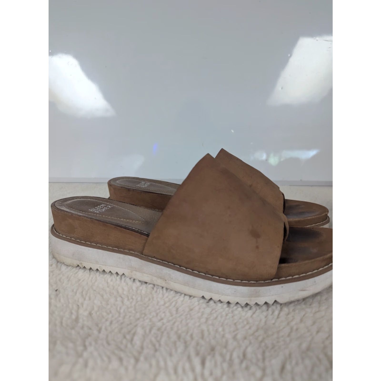 Eileen Fisher Eileen Fisher Sandals Women Thong Slip On Flat Beige 11 Nappa Leather Rubber Outsole Casual Shoes Size US 11 / IT 41 - 3 Thumbnail