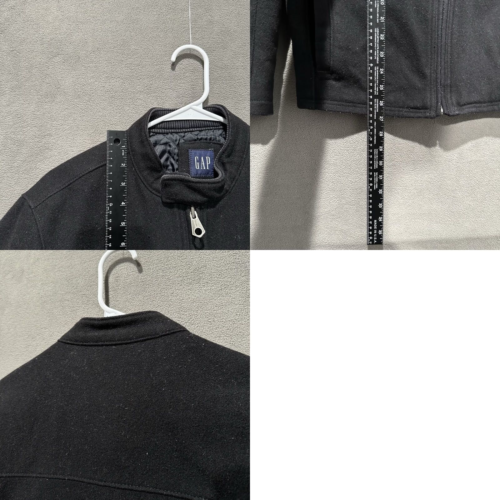 Gap VINTAGE Gap Bomber Jacket Men Small Black Wool Blend Quilted Lined Zip Pockets Full Zip Casual Winter 90s Style Mens Size US S / EU 44-46 / 1 - 9 Thumbnail