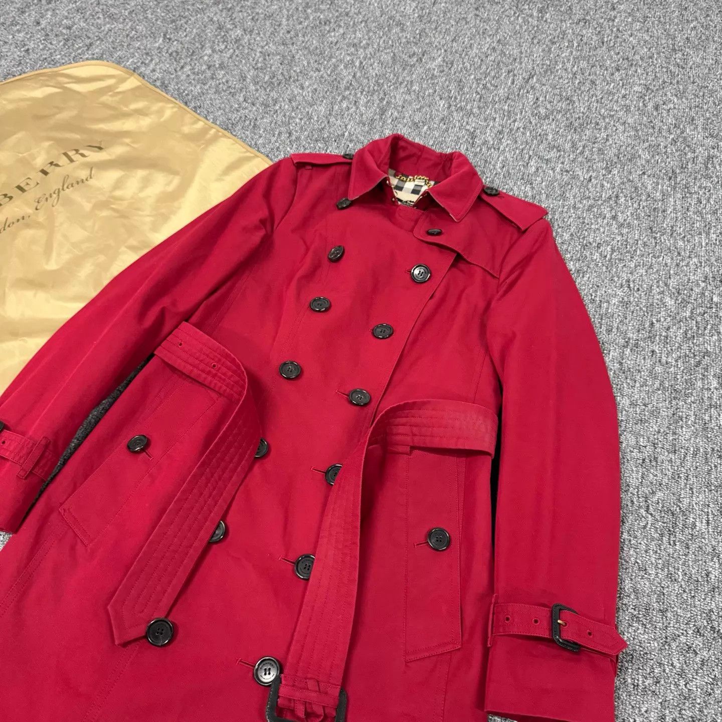 Burberry Burberry Red Sandringham DB Belted Trench UK8 99N Size S / US 4 / IT 40 - 4 Thumbnail