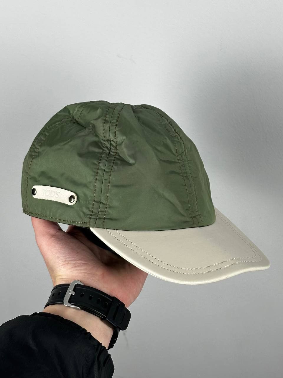 Tod's Tod's Green Nylon Leather Luxury Hat Size ONE SIZE - 2 Thumbnail