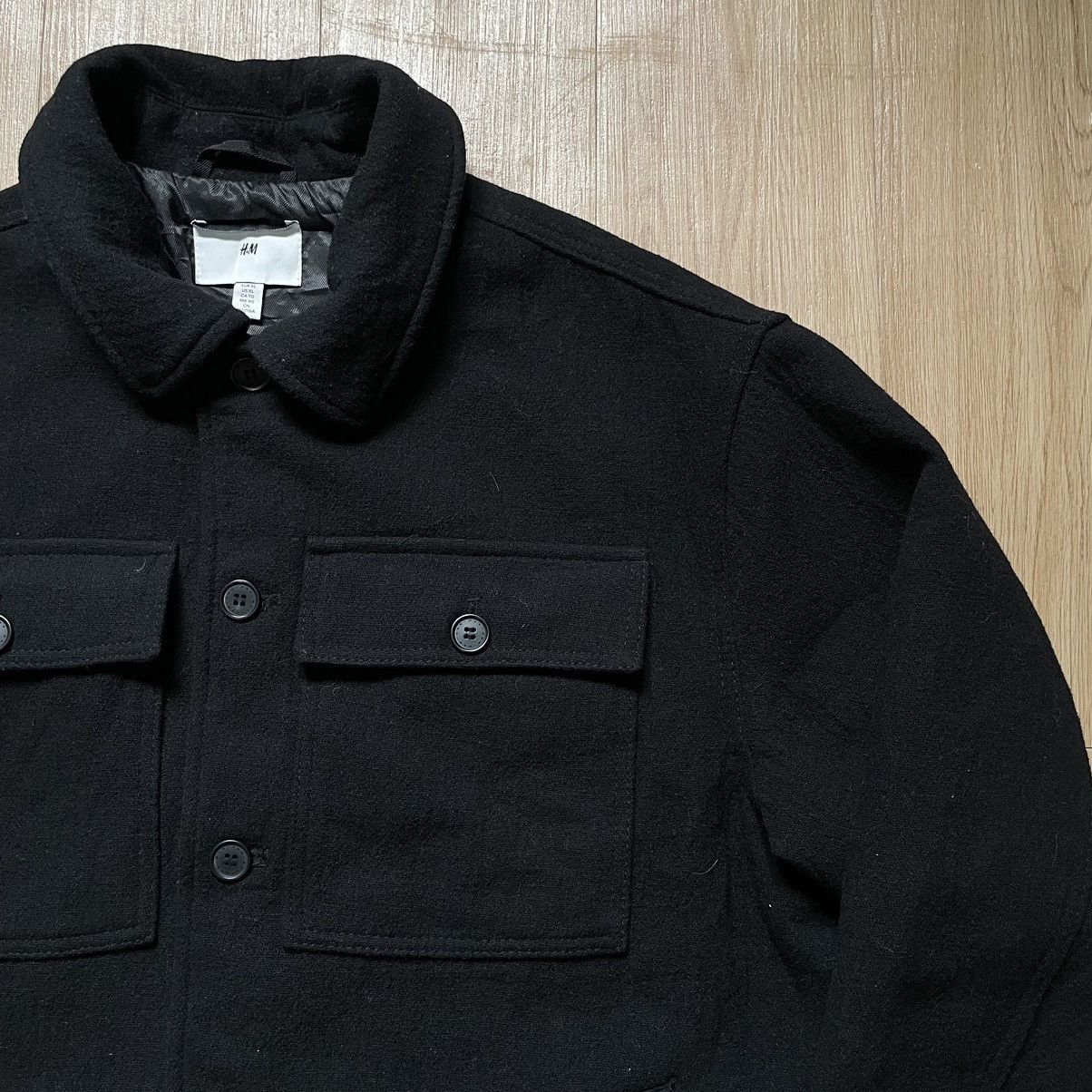 H&M H&M Men Black Solid Wool Blend Collar Jacket XL Size US XL / EU 56 / 4 - 5 Thumbnail