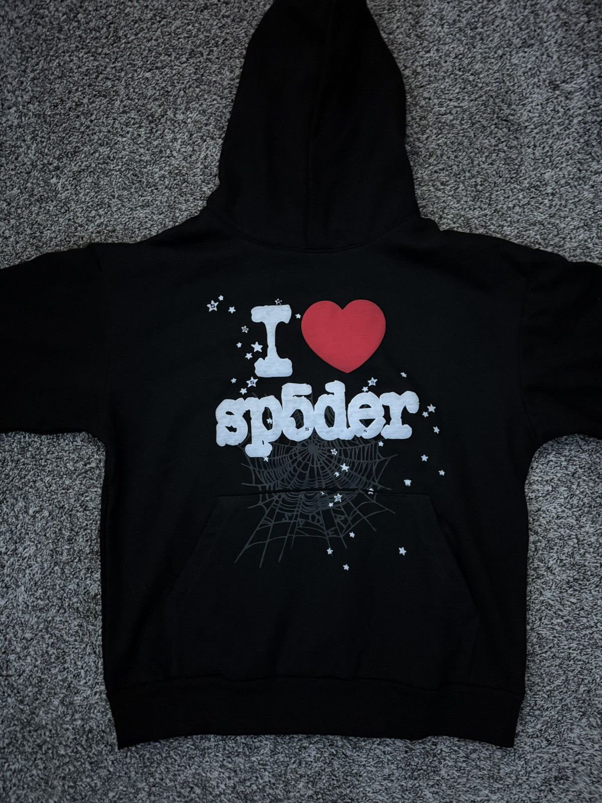 Sp5der Sp5der I Heart SP5 Souvenir Hoodie (Black) | Grailed