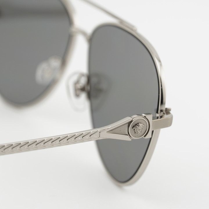 Versace Versace VE2283 10006G Sunglasses Silver Aviator Frame Size ONE SIZE - 7 Thumbnail