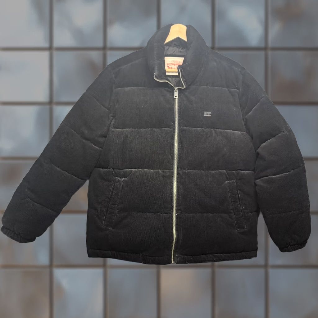 Levi's Levi Strauss Mens XL Black Corduroy Puffer Jacket Insulated Coat Size US XL / EU 56 / 4 - 1 Thumbnail