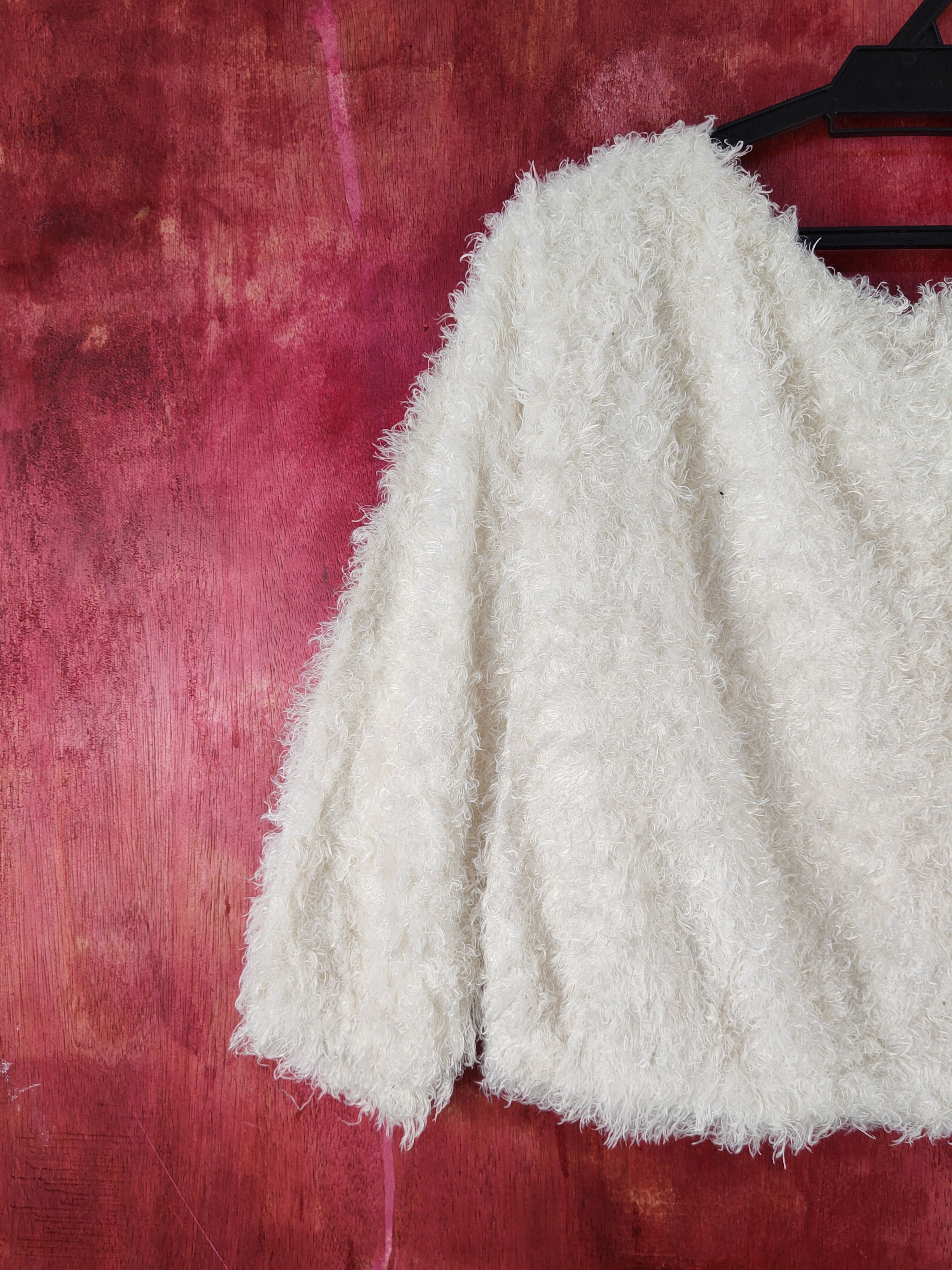 Aran Isles Knitwear × Japanese Brand × Vintage Vis Ivory Shag Shaggy Fur Mohair Knitwear #S2076 Size XS / US 0-2 / IT 36-38 - 8 Thumbnail
