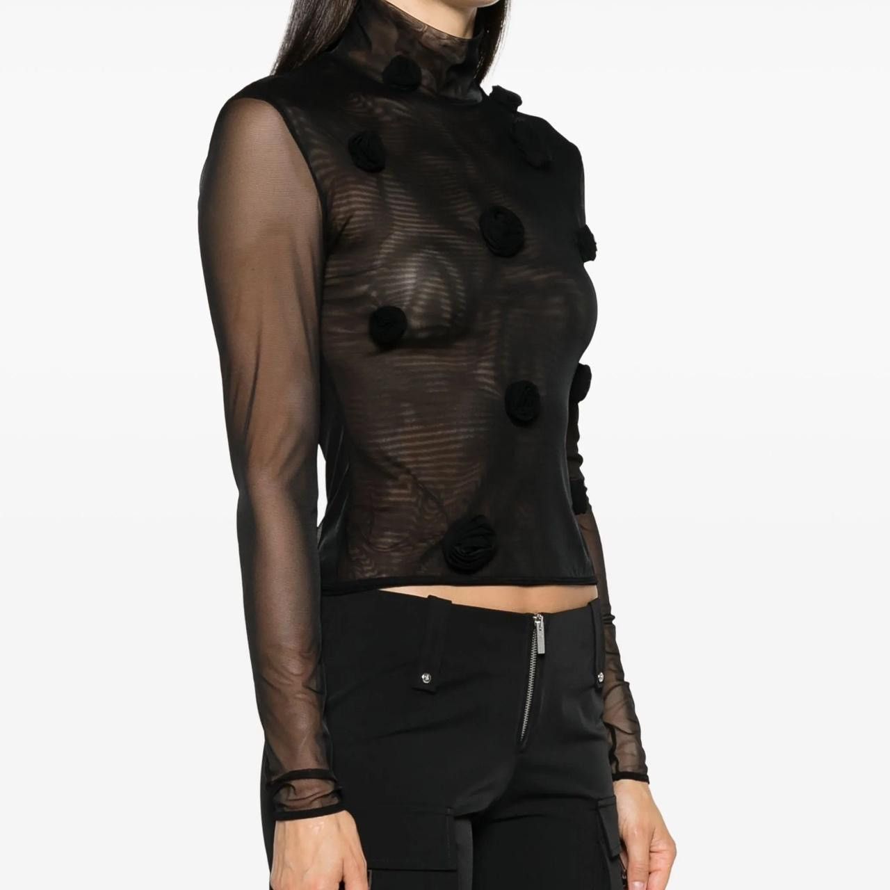 Blumarine Blumarine Floral-Appliqué Long Sleeve Mesh Top Size S / US 4 / IT 40 - 3 Thumbnail