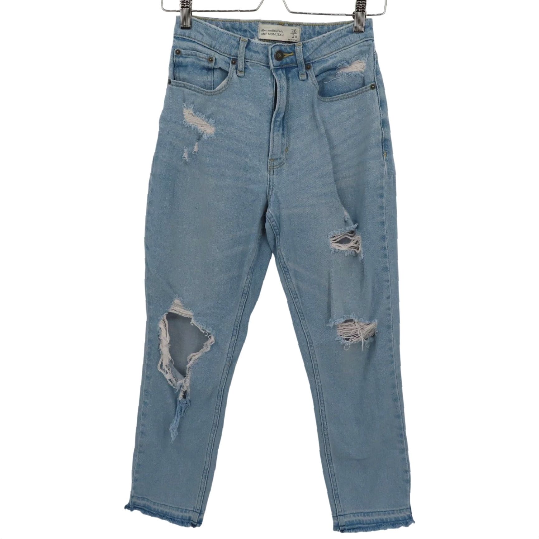 Abercrombie & Fitch Abercrombie Women 2R 26 Mom Jeans Curve Love Light Wash Distressed Denim Pants Jeans Size 26" / US 2 / IT 38 - 2 Thumbnail