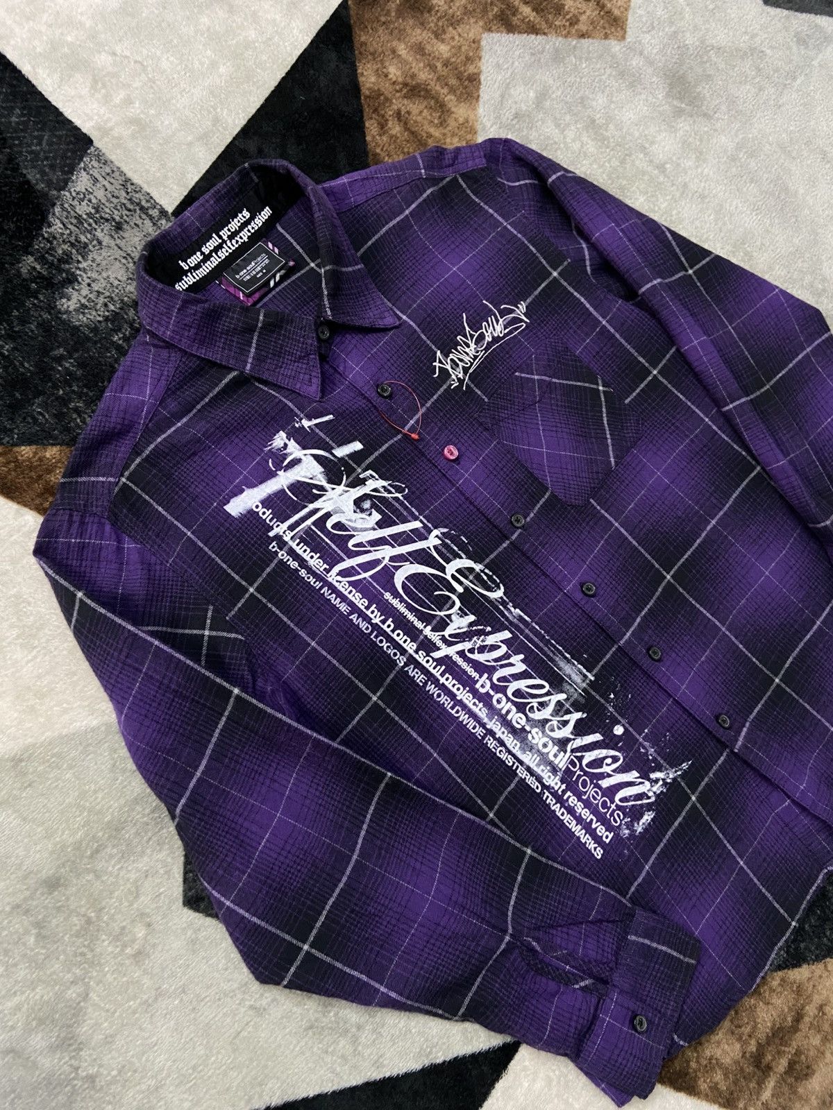 Hysteric Glamour Rare 00s B-One Soul Project Poem Grafitti Veterano Plaid Size US M / EU 48-50 / 2 - 3 Thumbnail