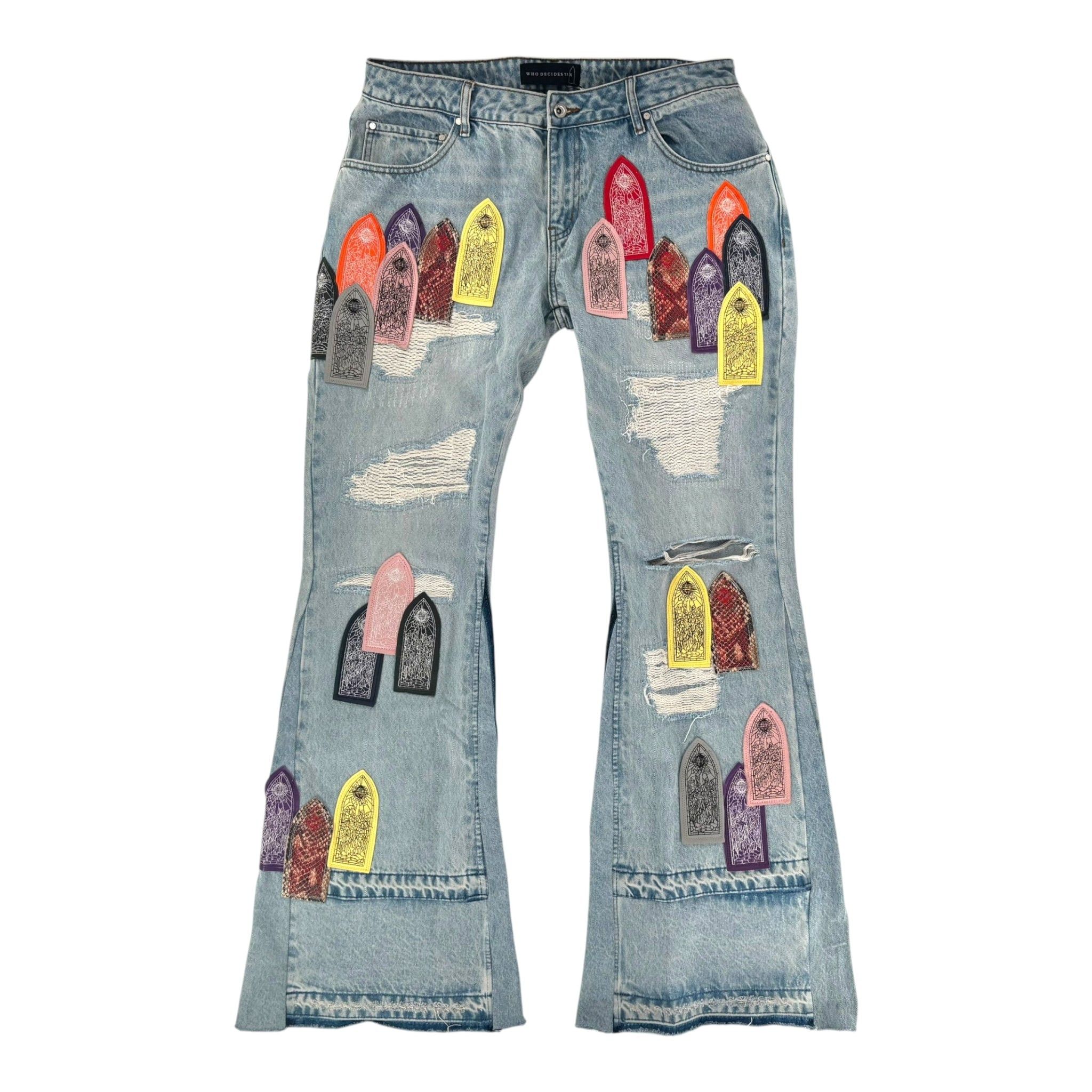 Who Decides War Patched Arched Repaired Distressed Denim Multicolor Size US 32 / EU 48 - 1 Thumbnail