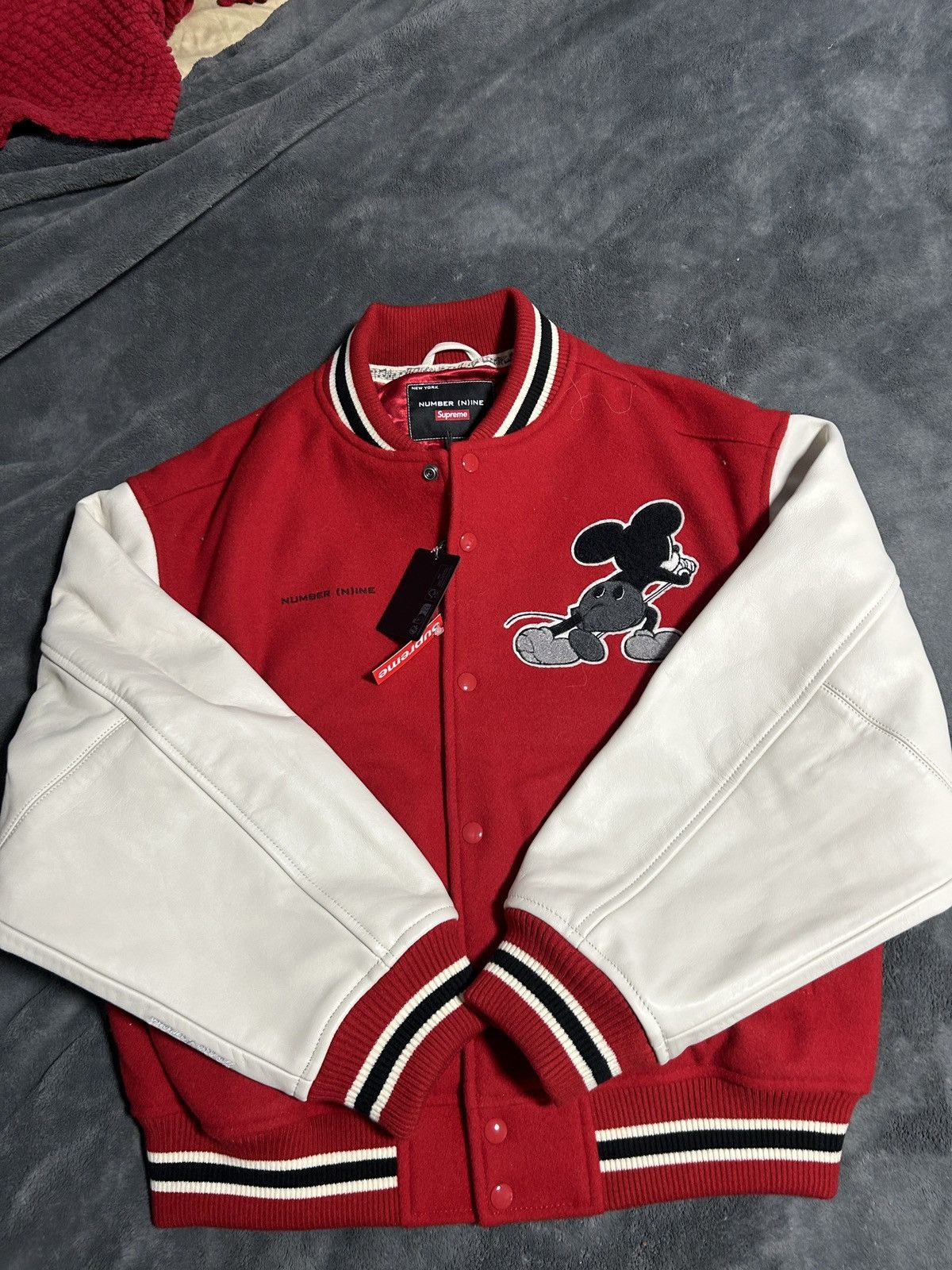 Supreme x number (n)ine Mickey Mouse varsity jacket medium
