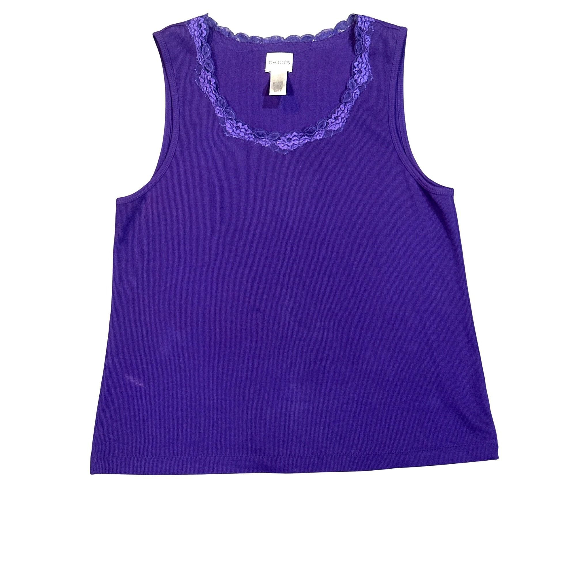 Chicos Chicos Scoop Neck Microfiber Lace Contemporary Tank Top Tee Size XL / US 12-14 / IT 48-50 - 8 Thumbnail