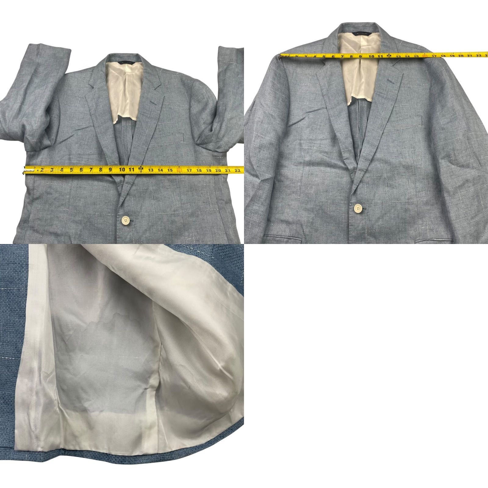 Brooks Brothers Brooks Brothers Men's Regent Linen Blazer Blue Windowpane Plaid • 44R Jacket Blazer Two-Button Short NOTCH Lapel Regular Fit Mens Size 44R - 9 Thumbnail