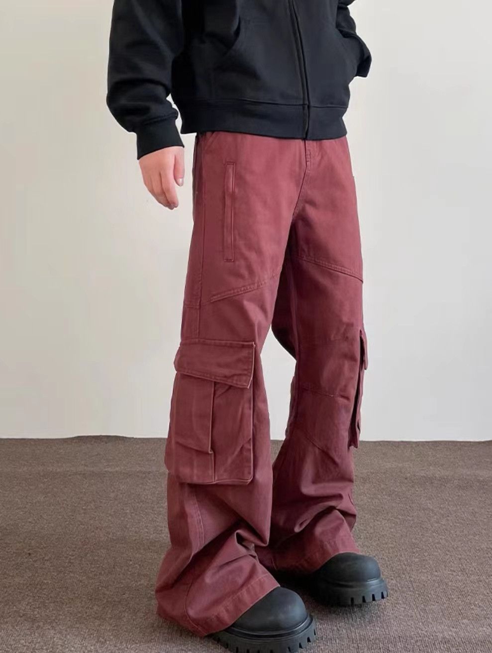 Retro high street vibe pocket cargo casual trousers