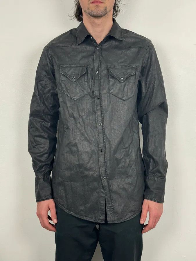 Dsquared2 AW2016 Dsquared2 Black Waxed Shirt Size US M / EU 48-50 / 2 - 2 Thumbnail