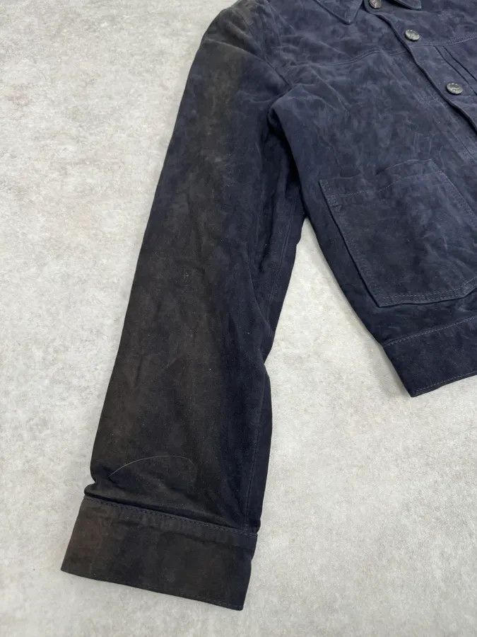 Vintage SS2022 Officine Generale Navy Suede Leather Buttoned Classy Jacket Size US L / EU 52-54 / 3 - 8 Thumbnail