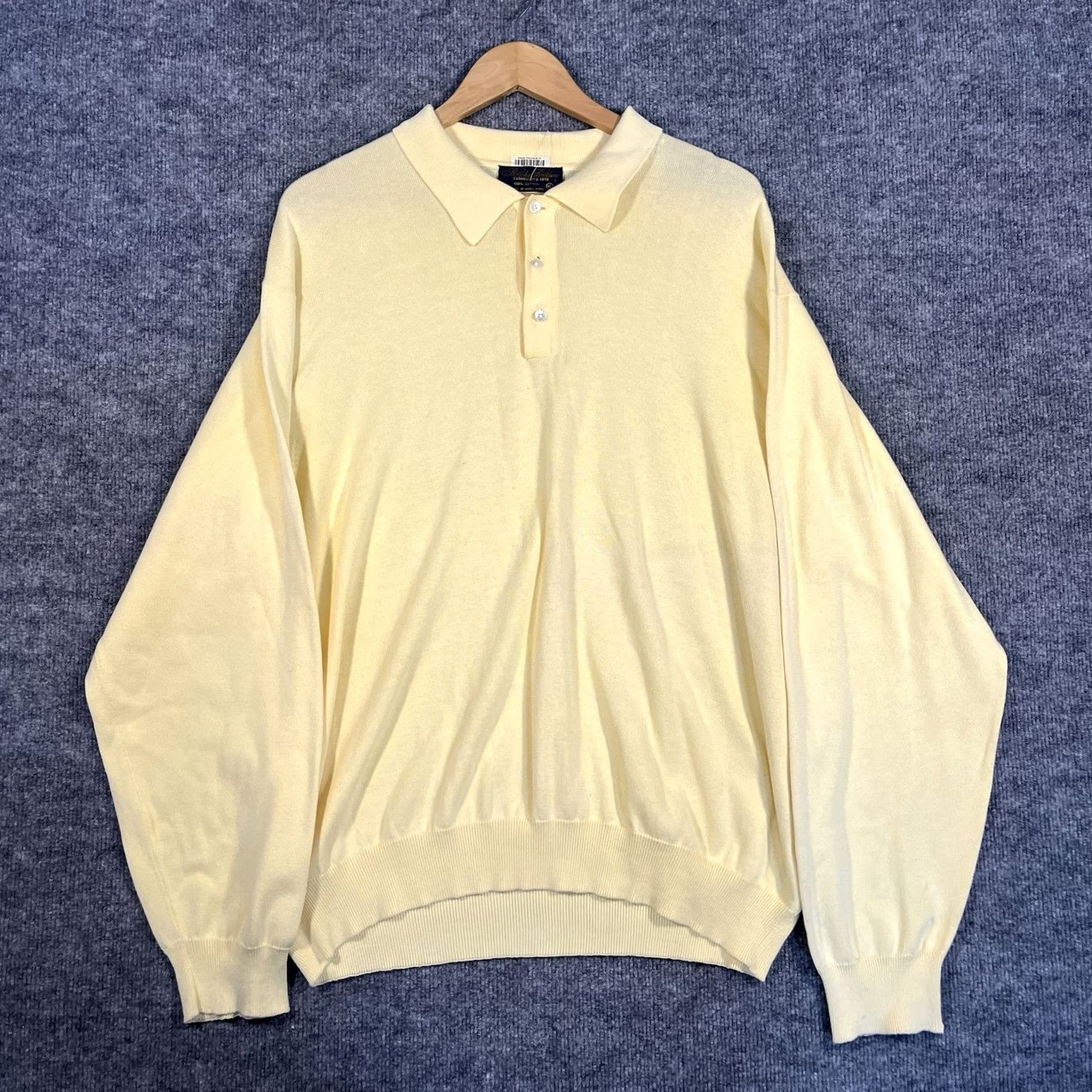 Brooks Brothers VINTAGE Brooks Brothers Country Club Polo Sweater XL Yellow Mens Long Sleeve Pullover 100% Cotton 90s Size US XL / EU 56 / 4 - 2 Thumbnail