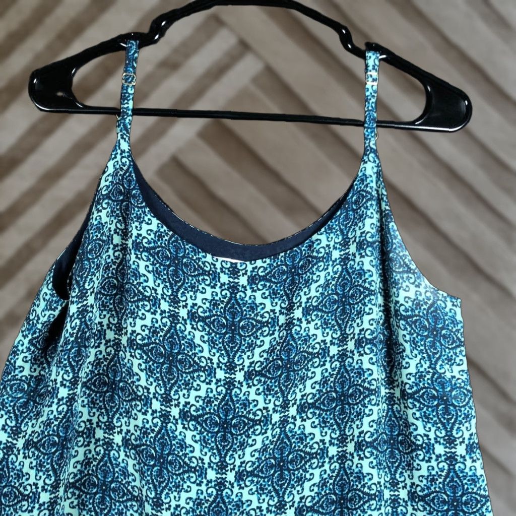 Vintage Cabi Blouse Sleeveless Blue Green Border Stripe Lined Cami Tank Medium Women’s Shirt Casual Workwear Size M / US 6-8 / IT 42-44 - 1 Thumbnail