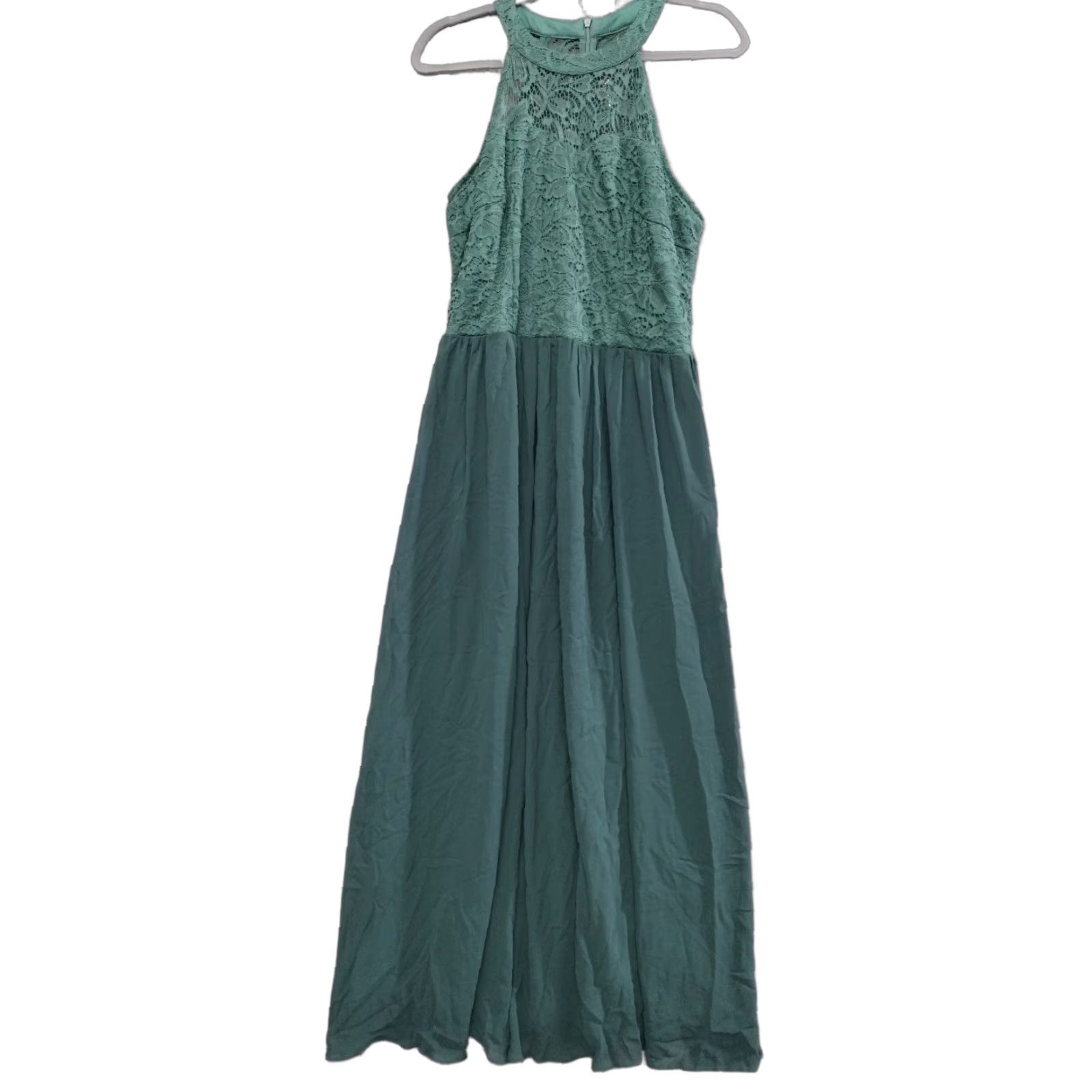 Vintage Wedtrend Maxi Dress XL Green Embroidered Lace Halter Top Sleeveless Floral Long Dress Women Mens? Size XL / US 12-14 / IT 48-50 - 1 Thumbnail