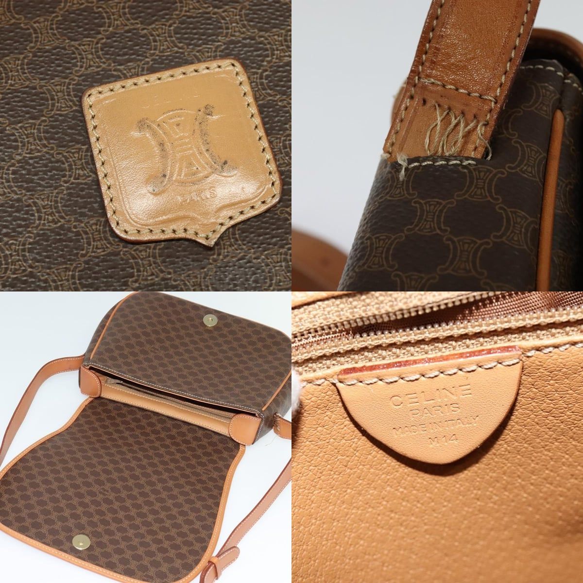 Celine CELINE Macadam Canvas Shoulder Bag Pvc Leather Brown Gold Size ONE SIZE - 11 Thumbnail