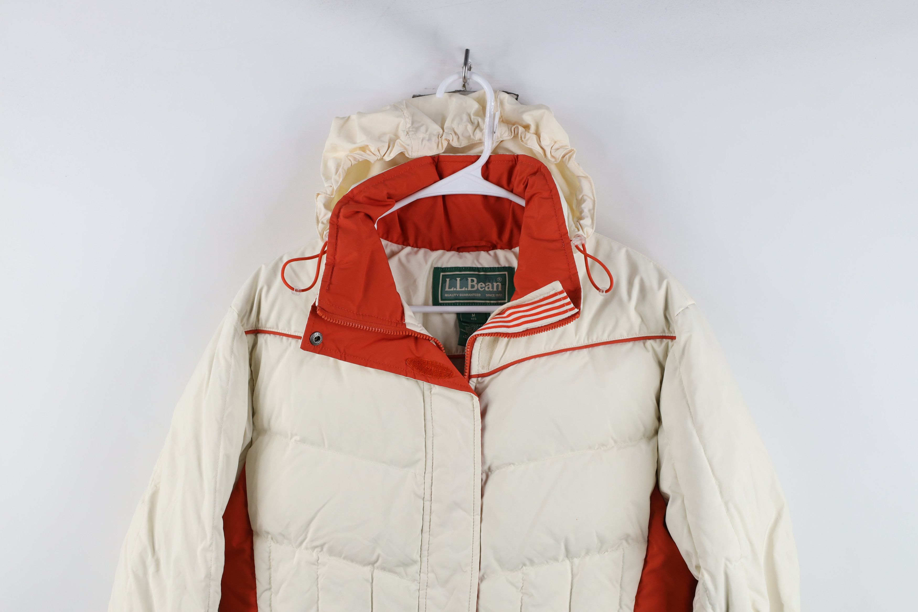 L.L. Bean Vintage LL Bean Block Duck Down Hooded Puffer Jacket Cream Size M / US 6-8 / IT 42-44 - 2 Thumbnail