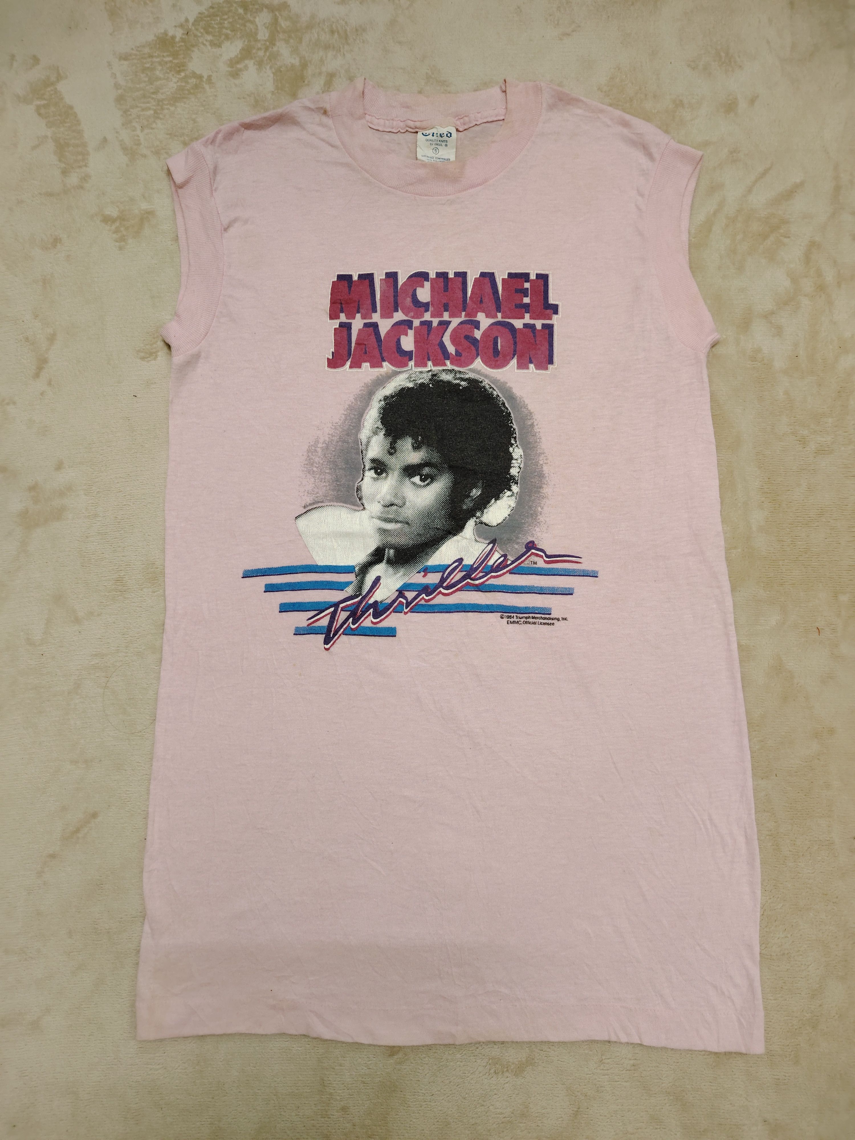 Band Tees Vintage 80s Michael Jackson Thriller Pink Sleeveless Tshirt Size US S / EU 44-46 / 1 - 1 Thumbnail