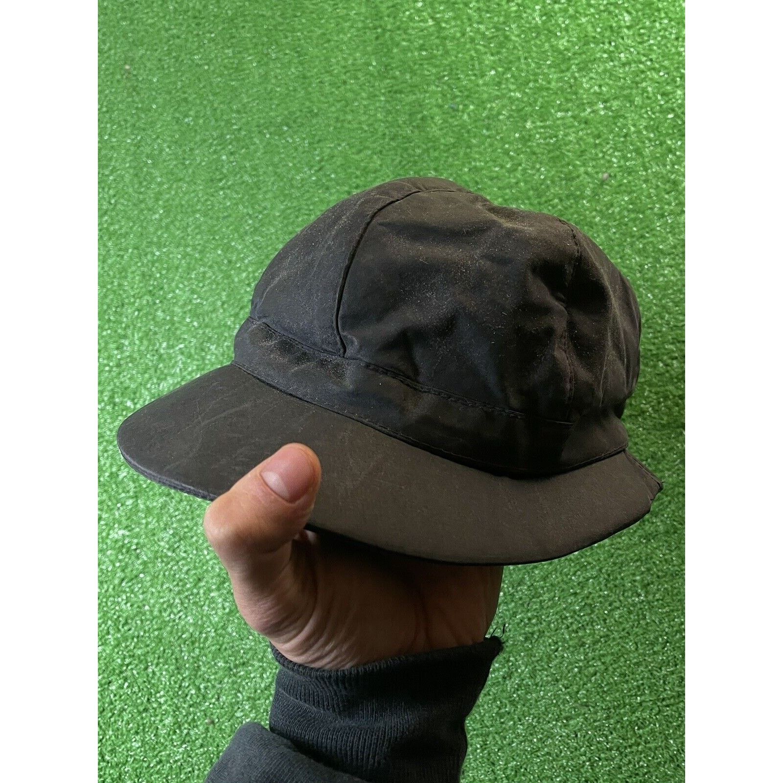 Barbour Vintage Barbour 6 Panel Waxed Cotton Black Hat Made England Size ONE SIZE - 2 Thumbnail