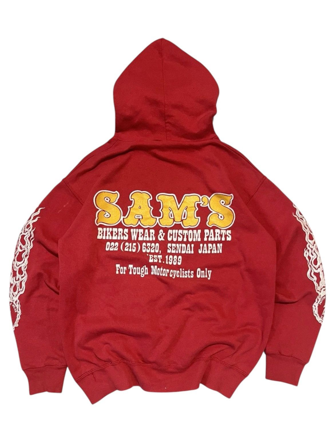 Harley Davidson Vintage 80s RARE Sams Bikers Choppers Flame Sleeve Hoodie Size US M / EU 48-50 / 2 - 5 Thumbnail