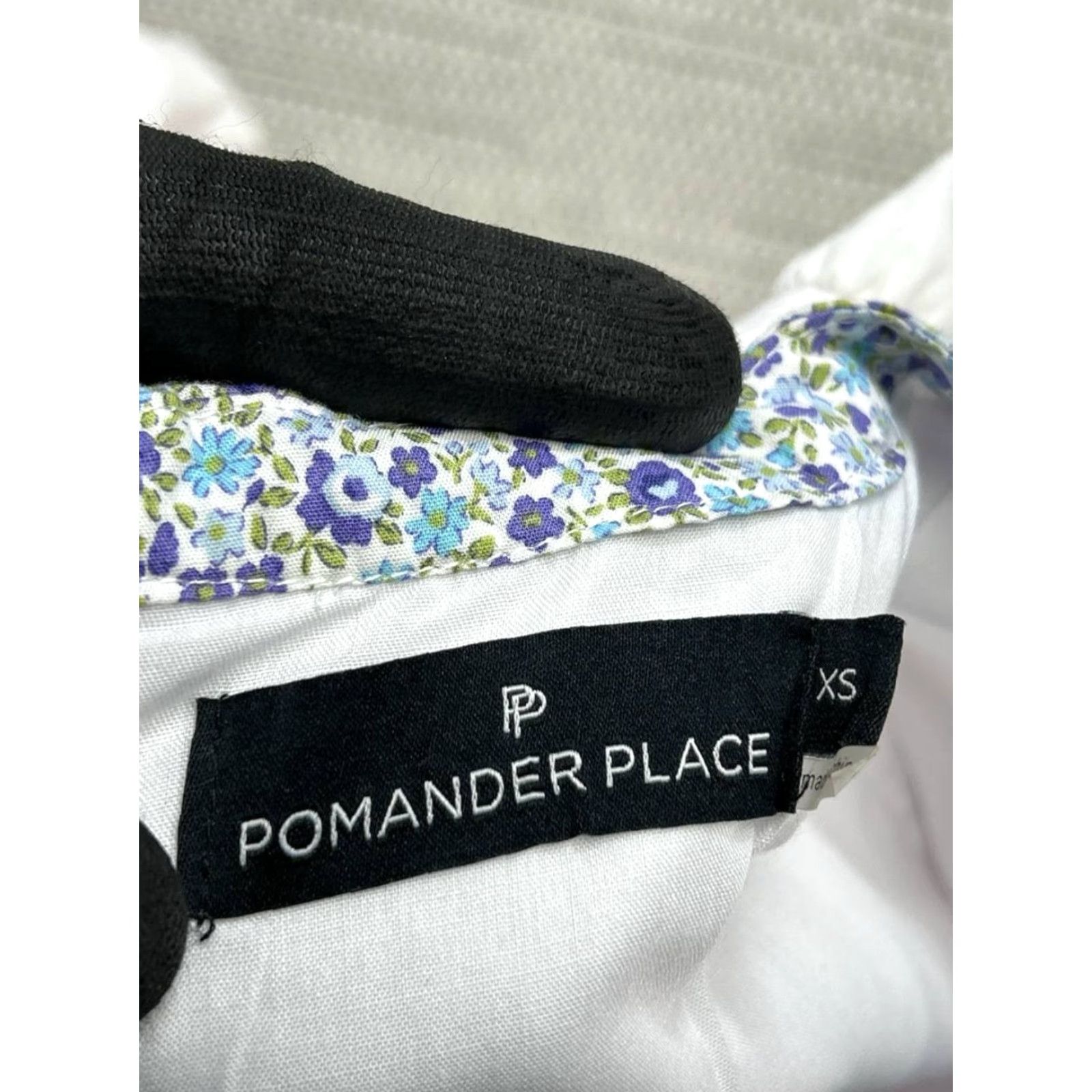 Vintage Pomander Place Dress Womens XS White Blue Purple Floral Cotton Blouson A-Line Short Sleeve Round Neck Zip Casual Gentlewoman Womens Size XS / US 0-2 / IT 36-38 - 3 Thumbnail