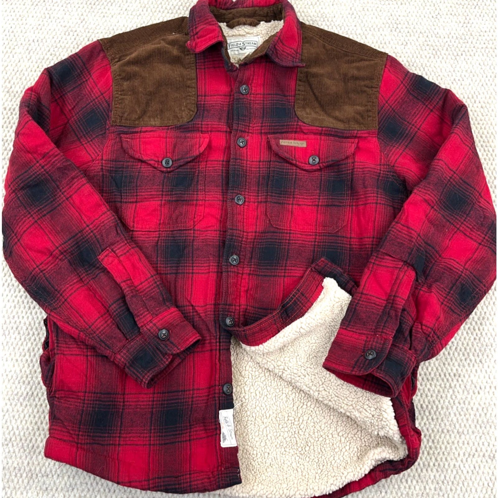 Vintage Field & Stream Shirt Jacket Men Small Red Plaid Flannel Lined Shacket Jacket Short Sleeve Quilted Casual Workwear Weatherproof Size US S / EU 44-46 / 1 - 2 Thumbnail