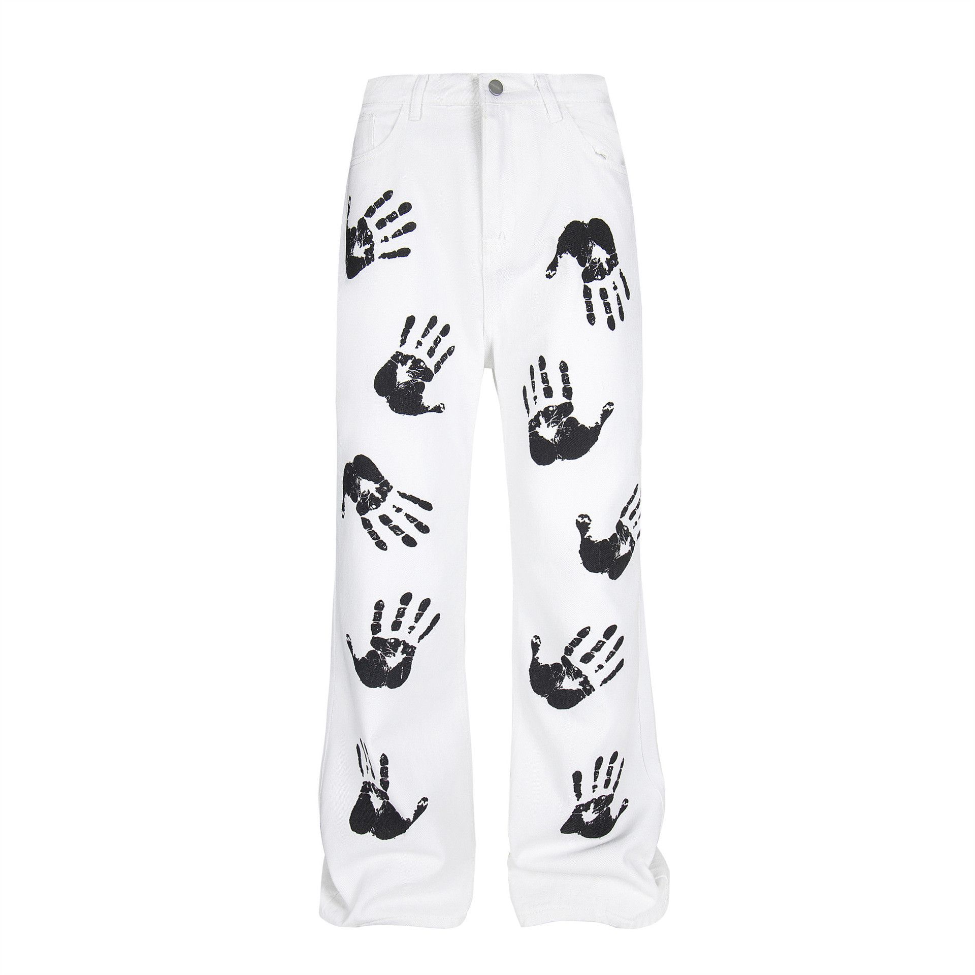 Jean Men's High-Street Hip-Hop Denim Jeans with Palm Print Size US 32 / EU 48 - 1 Thumbnail