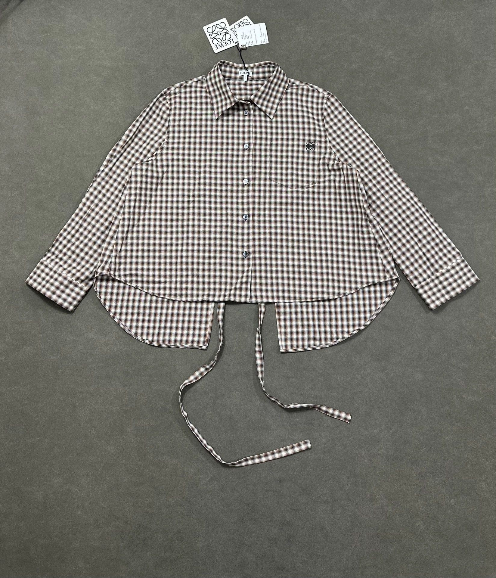 Loewe LOEWE FW24 Embroidered Logo Plaid Tie Shirt 36 Yang Mi Size XS / US 0-2 / IT 36-38 - 1 Thumbnail