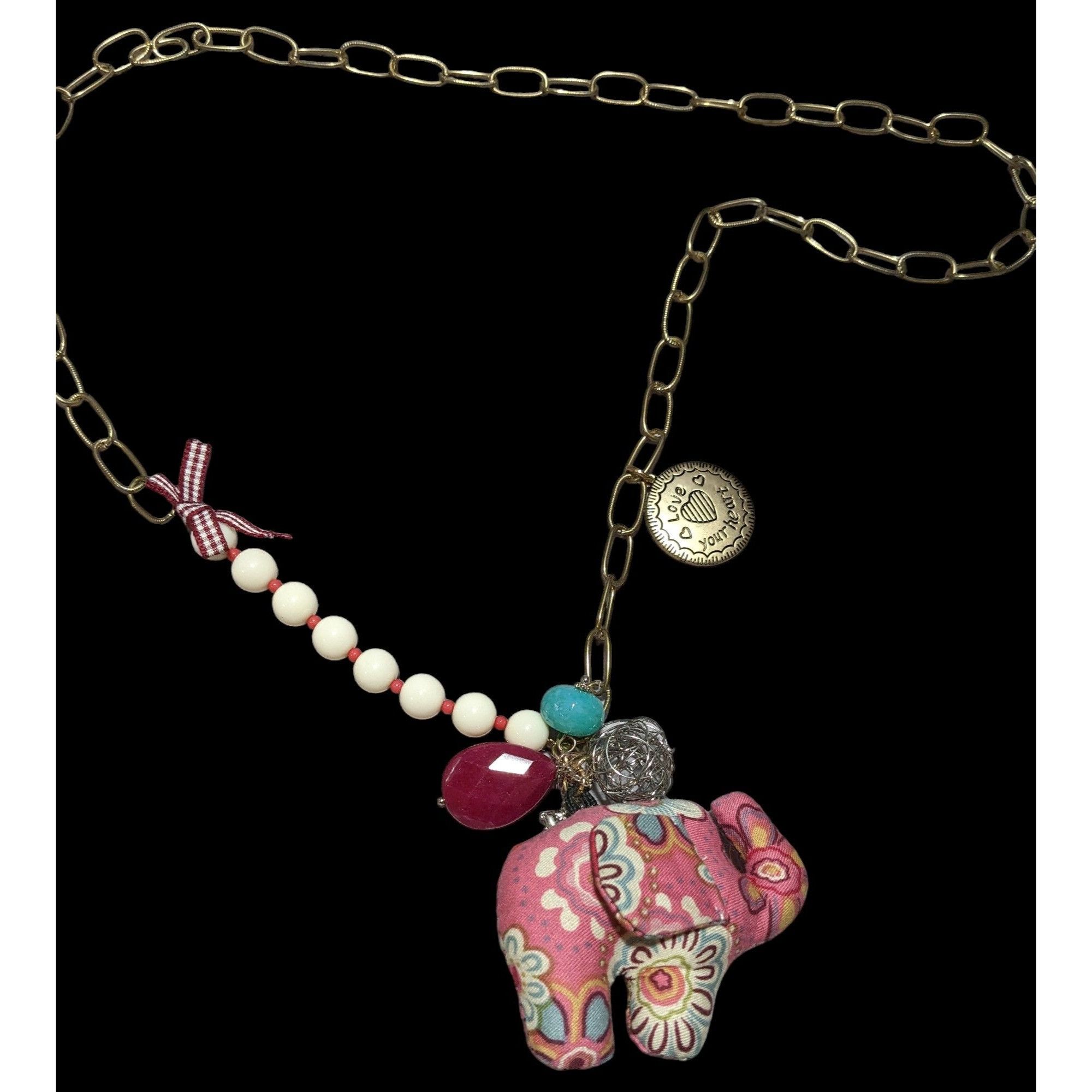 Other Cottagecore Pink Plush Elephant Necklace Size ONE SIZE - 4 Thumbnail